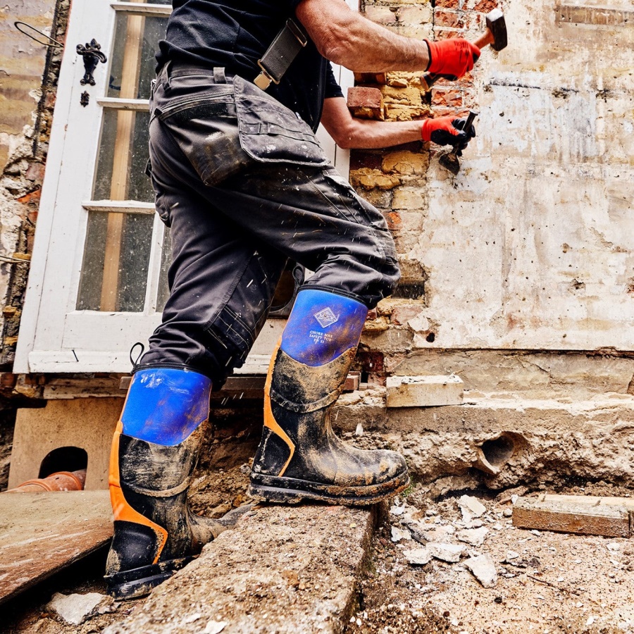 Muckboot Unisex Chore Max Steel Toe S5 Korkeat Saappaat Sininen Oranssi