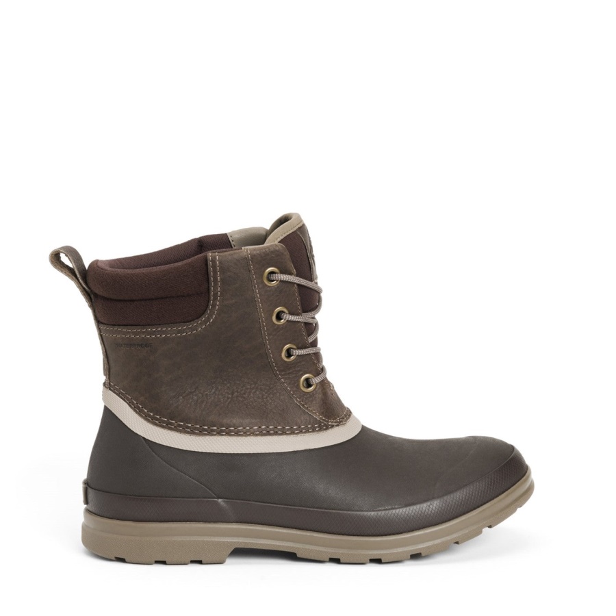 Miesten Muck Originals Ankka Nauha-up Nahka Lyhyt Saappaat Muckboot Taupe