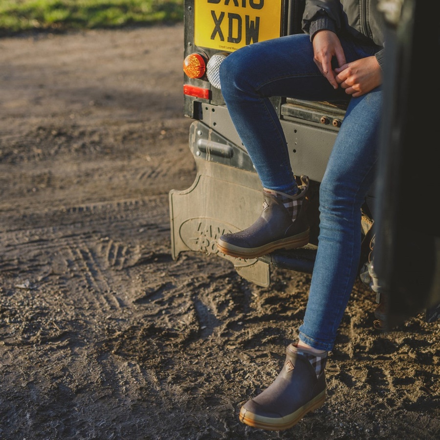 Muckboot Ruskea Ruudullinen Print Naisten Muck Originals Pull-on Nilkkurit